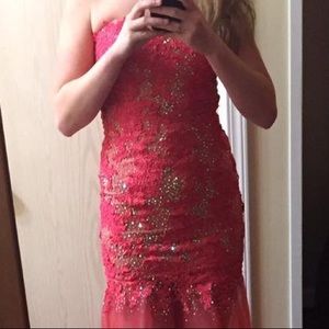 Coral colored mermaid style dress